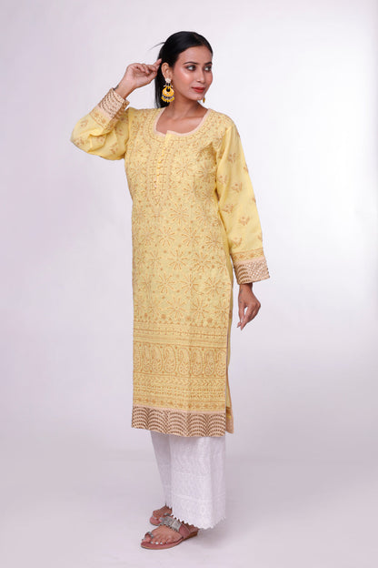 Mellow Yellow Chikankari Kurti