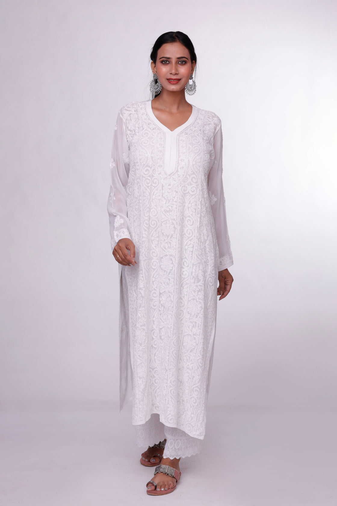 Snow White Chikankari Kurta