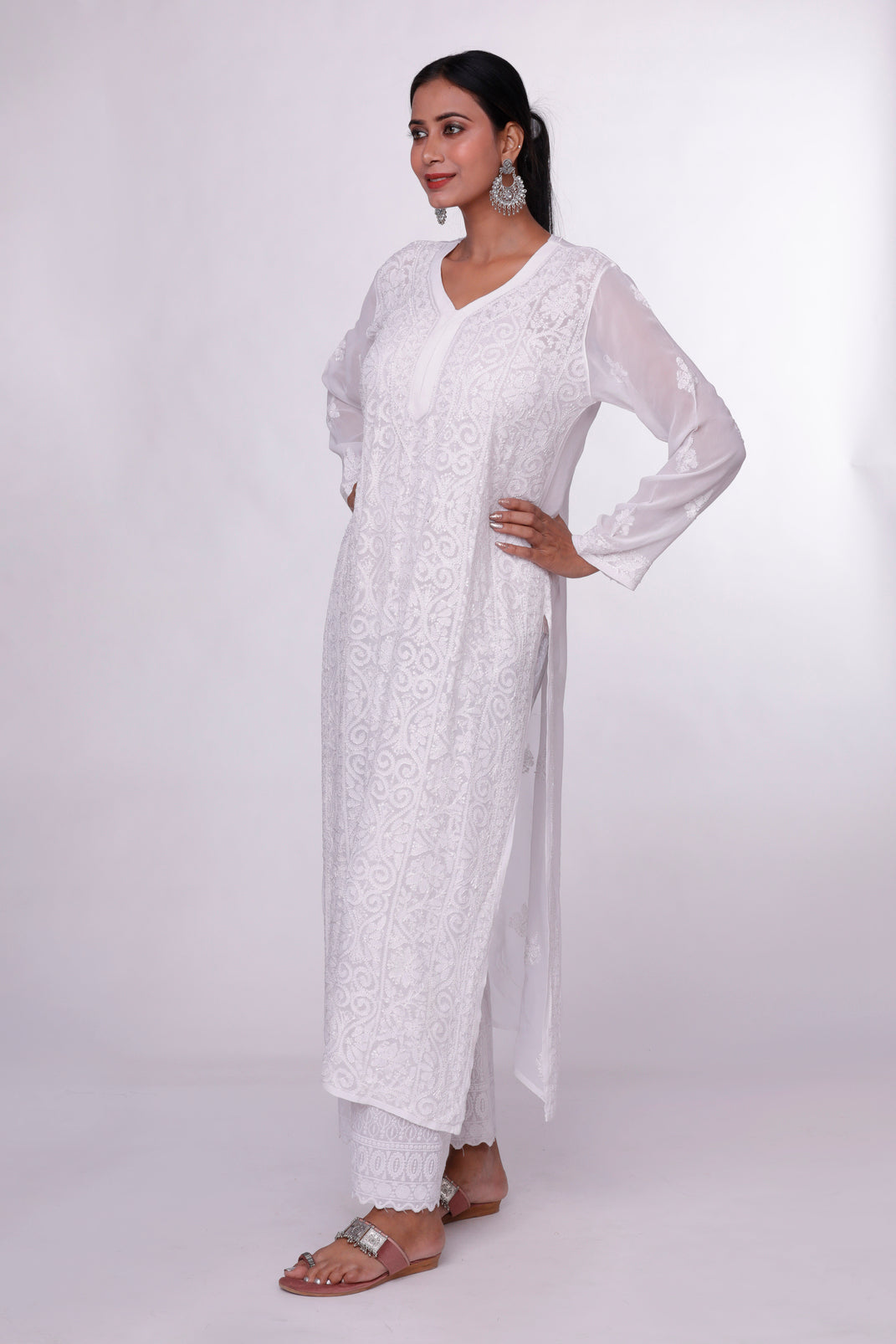 Snow White Chikankari Kurta