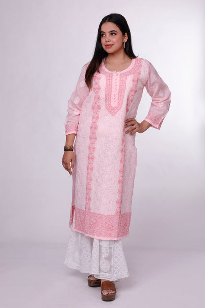 Cotton Candy Pink Chikankari Kurta