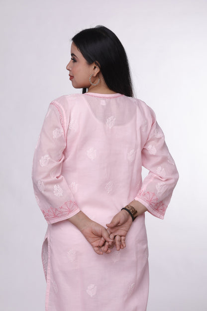 Cotton Candy Pink Chikankari Kurta