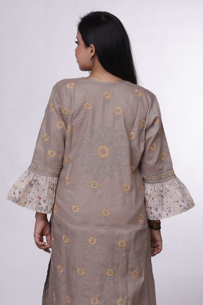 Luminous Grey Chikankari Kurti