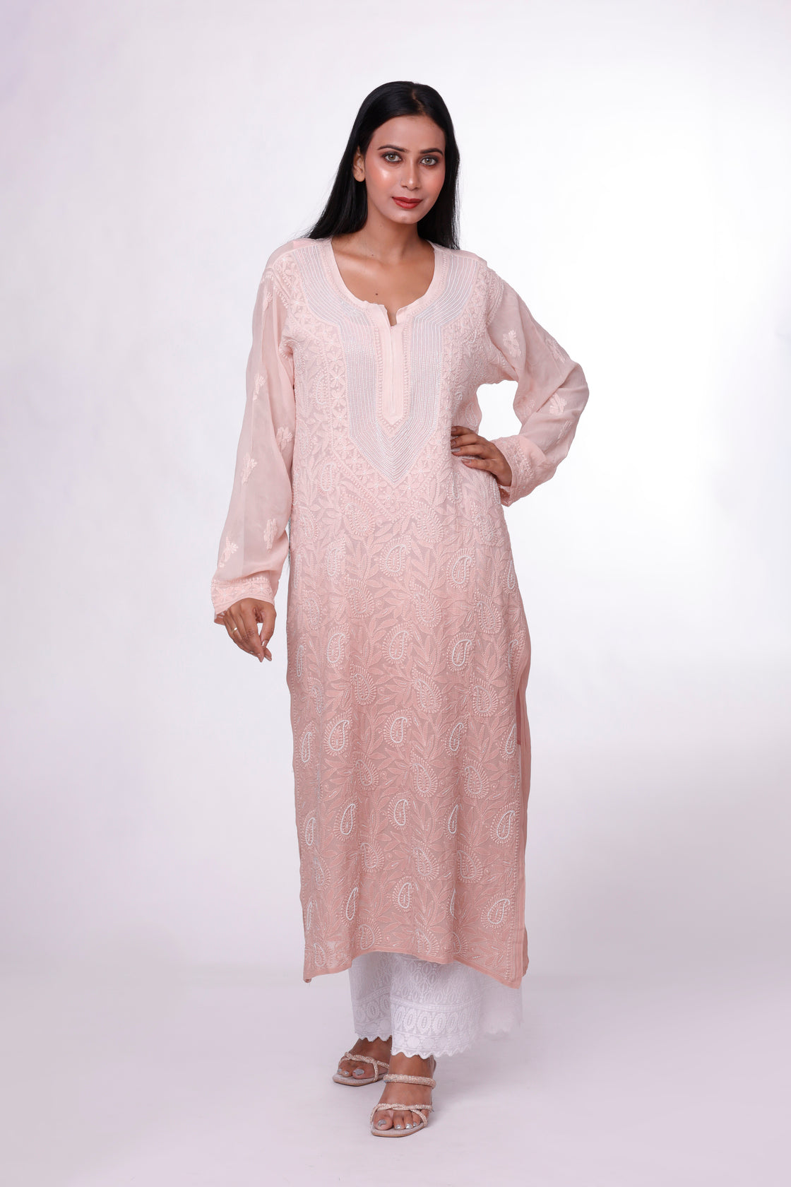 Caramel Ombre Chikankari Kurta