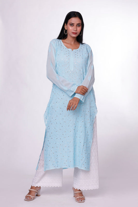 Icy Blue Chikankari Kurta