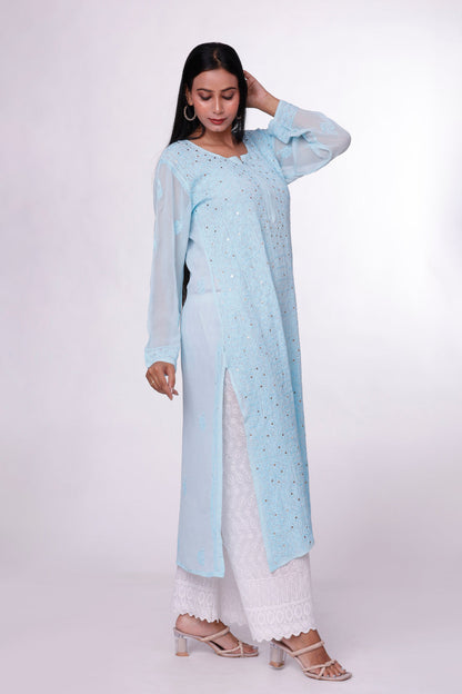 Icy Blue Chikankari Kurta