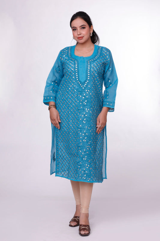 Aquatic Glow Chikankari Kurta