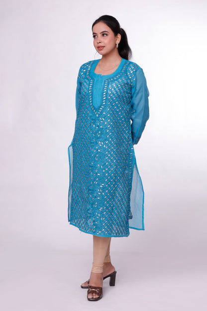 Aquatic Glow Chikankari Kurta