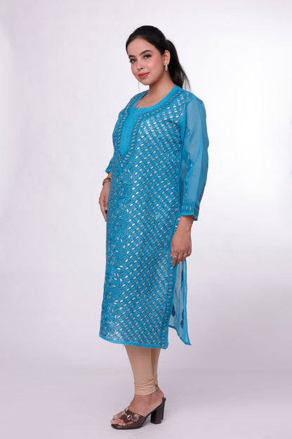 Aquatic Glow Chikankari Kurta