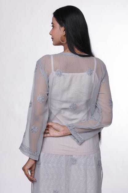 Silver Mist Chikankari Kurti