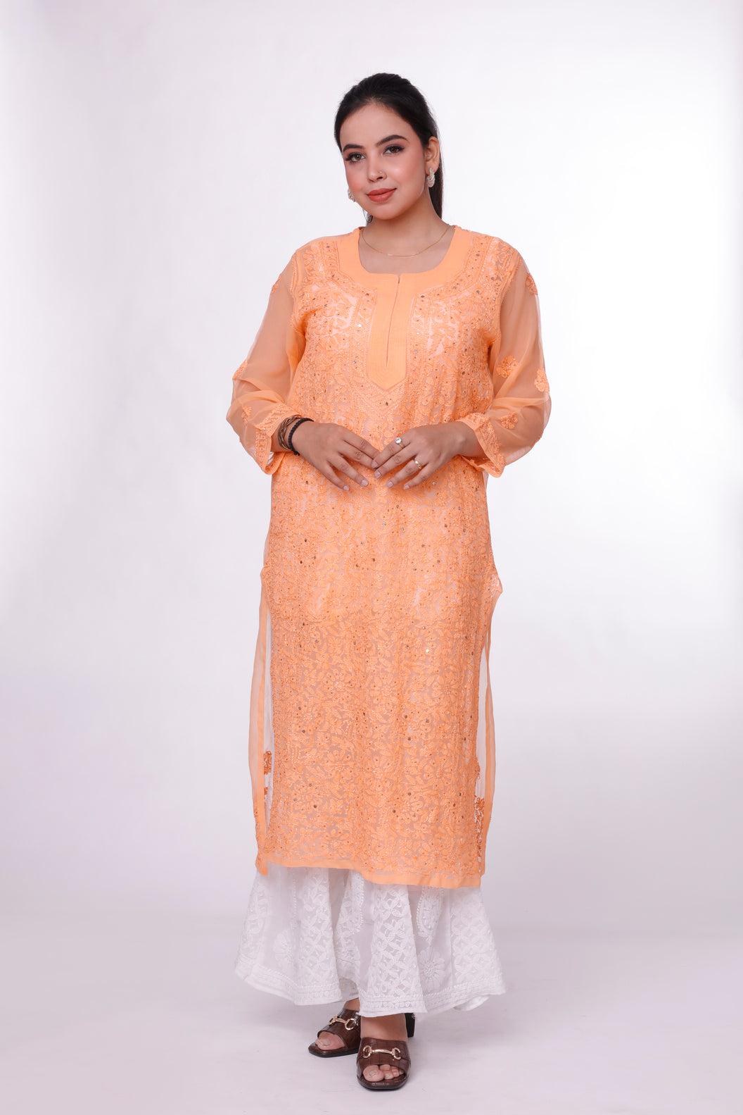 Citrus Elegance Chikankari Kurti