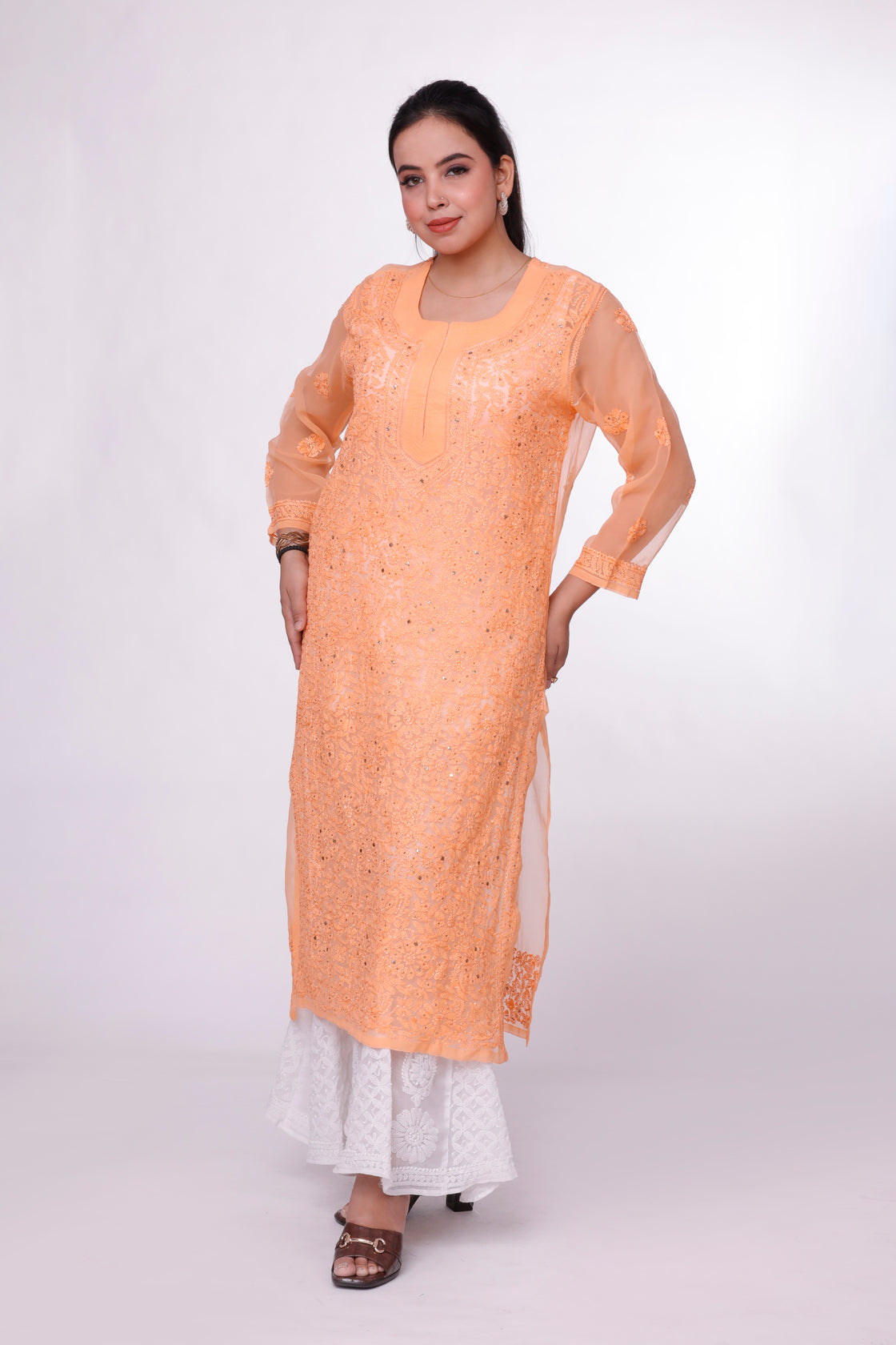 Citrus Elegance Chikankari Kurti