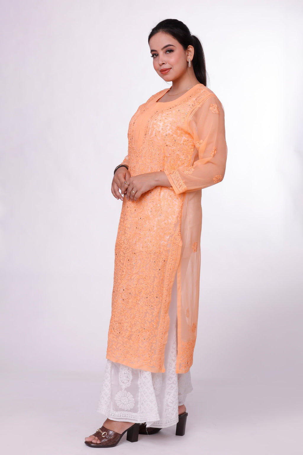Citrus Elegance Chikankari Kurti