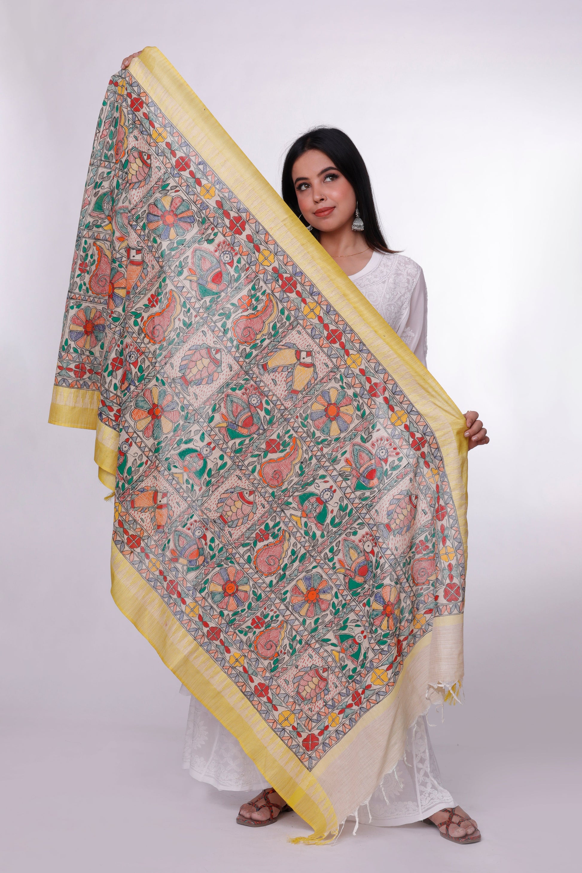 Colorful Symphony Madhubani Dupatta