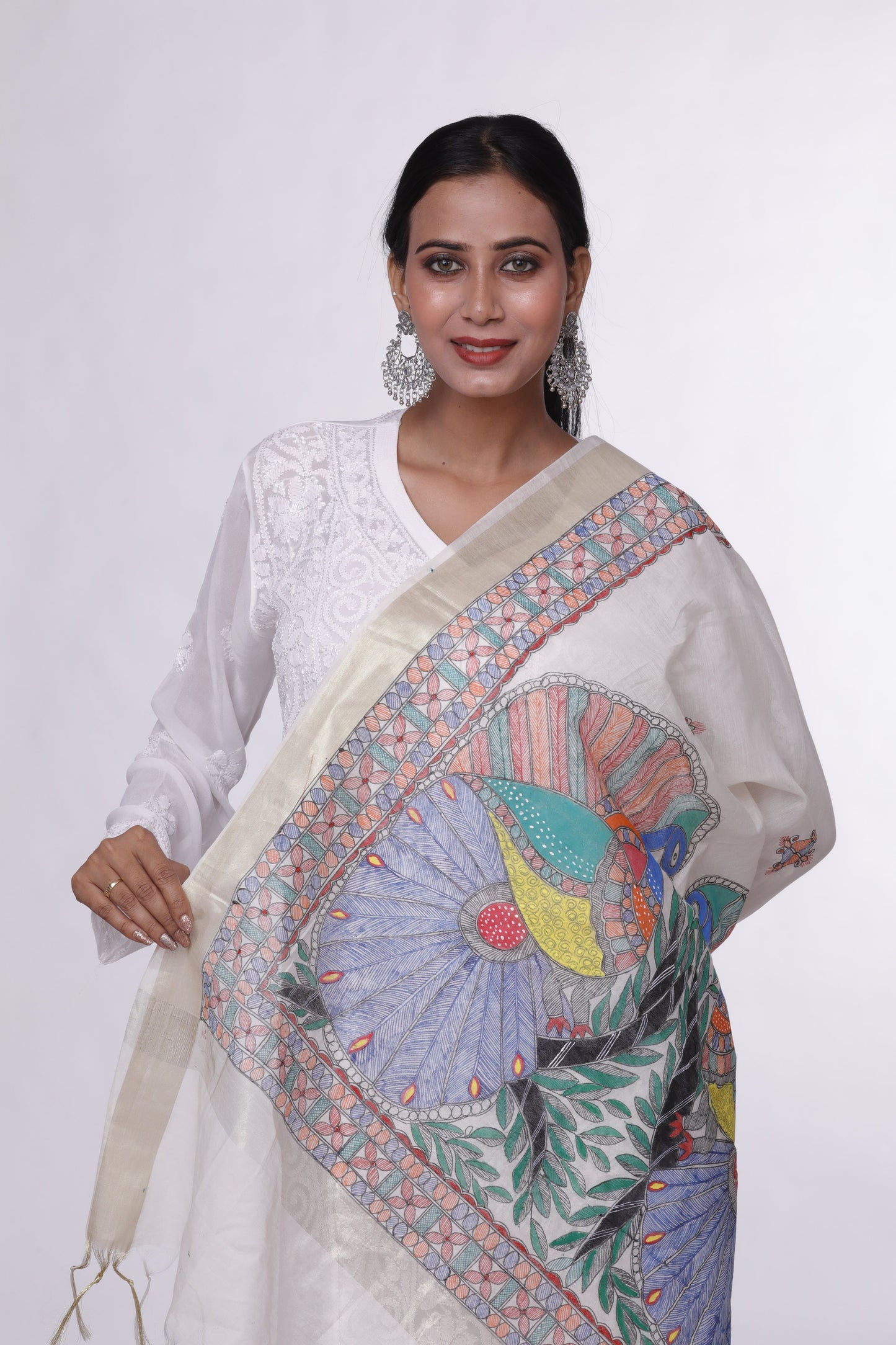 Royal Peacock Madhubani Dupatta