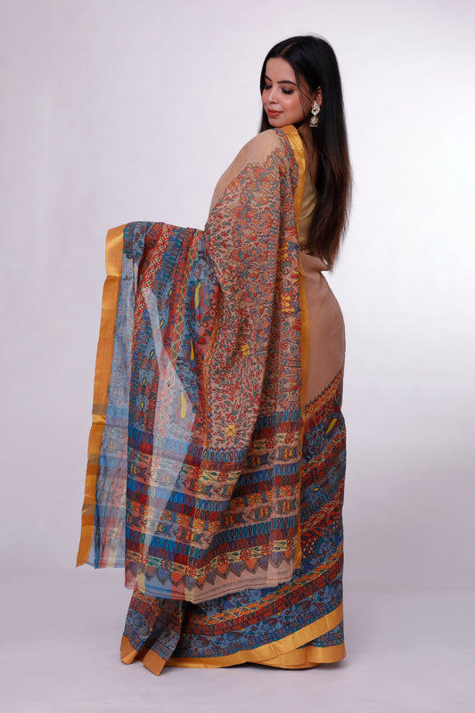 Warm Sand Madhubani Saree