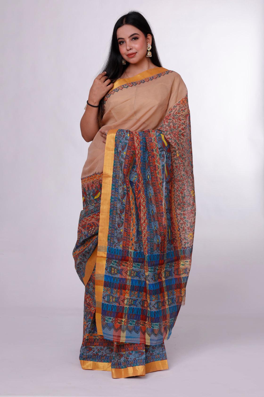 Warm Sand Madhubani Saree