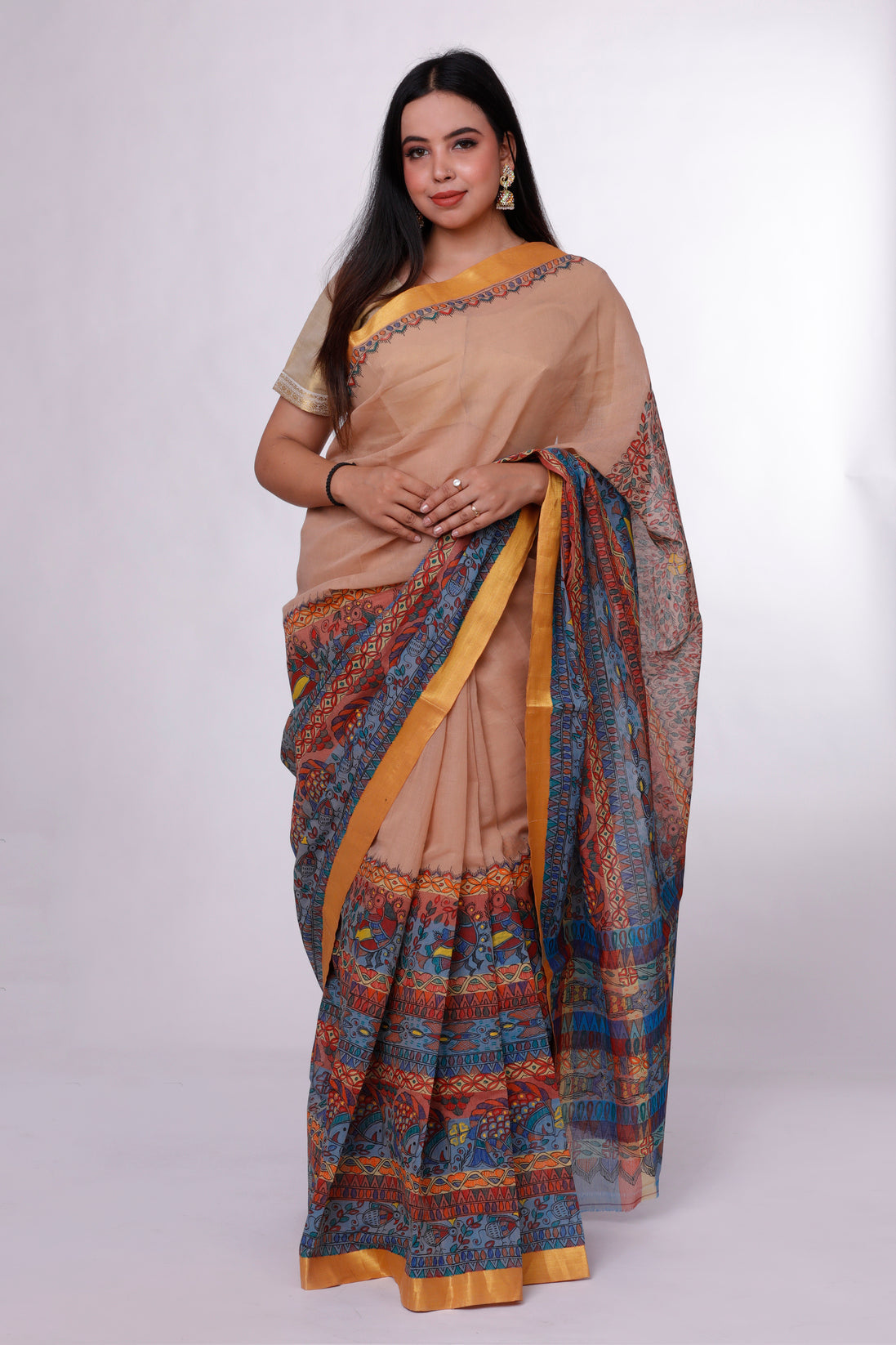 Warm Sand Madhubani Saree