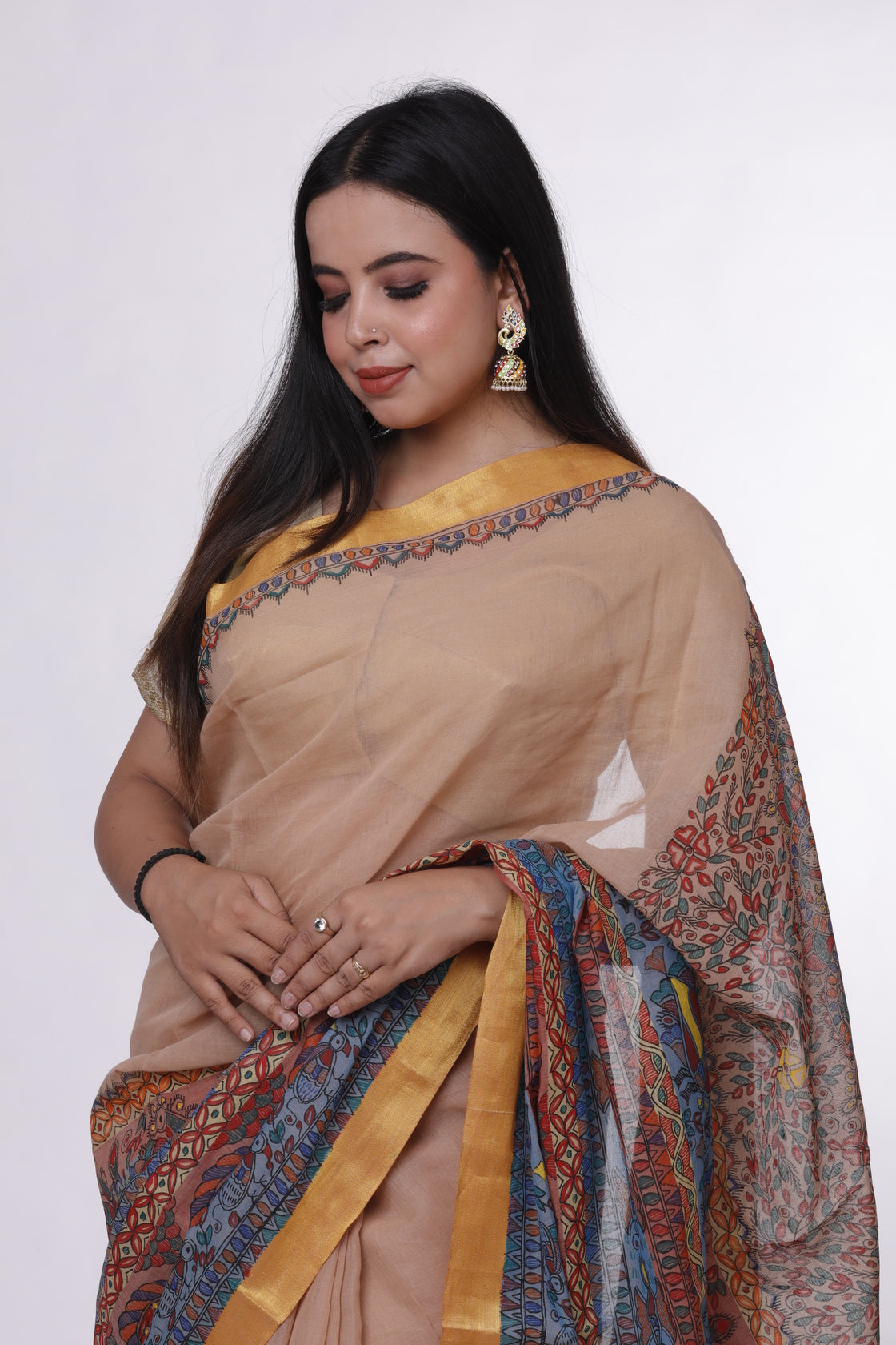 Warm Sand Madhubani Saree