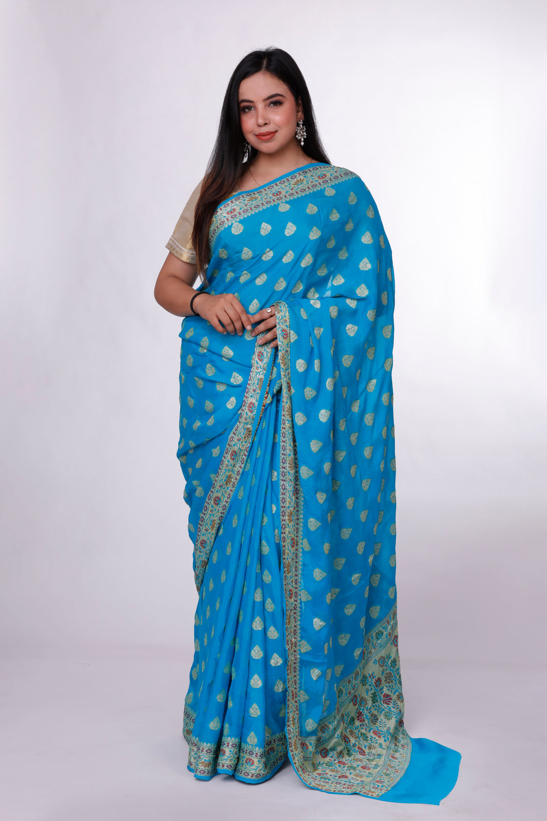 Blue Blossom Banarasi Saree