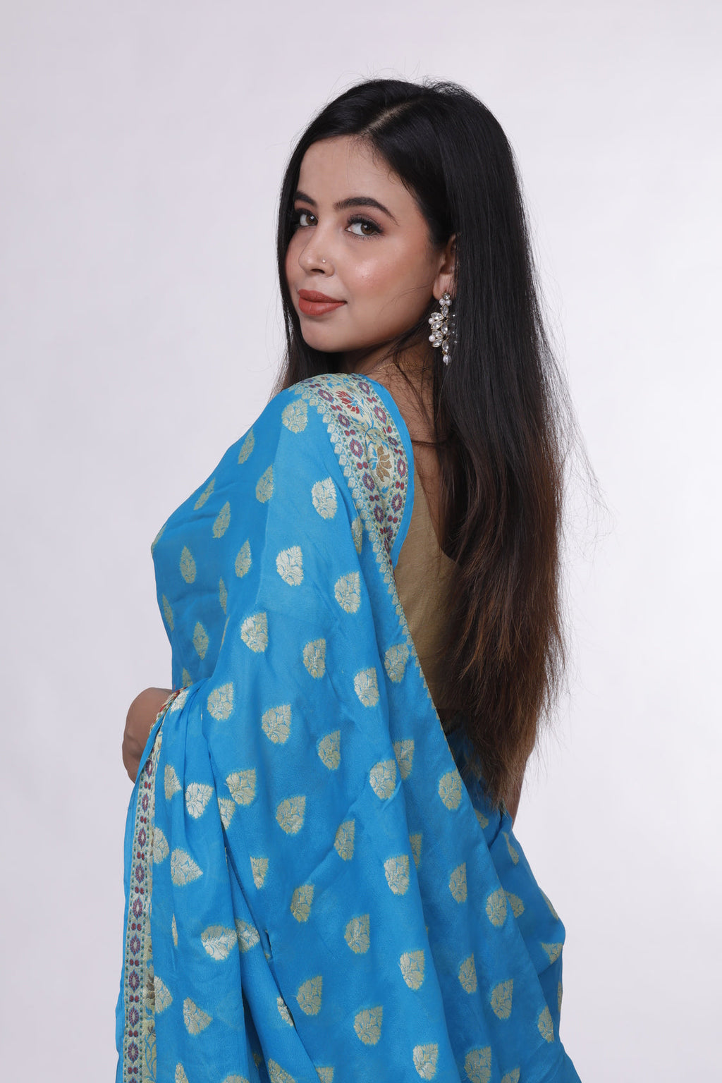 Blue Blossom Banarasi Saree
