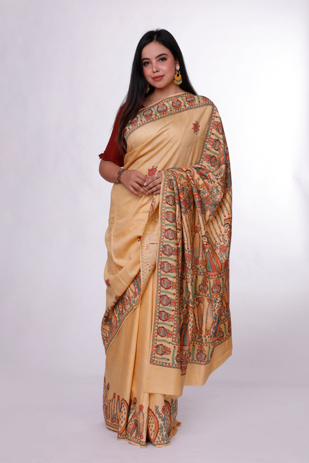 Buttercream Bliss Madhubani Saree