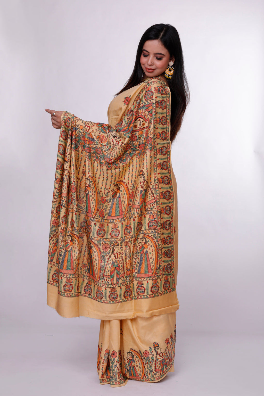Buttercream Bliss Madhubani Saree