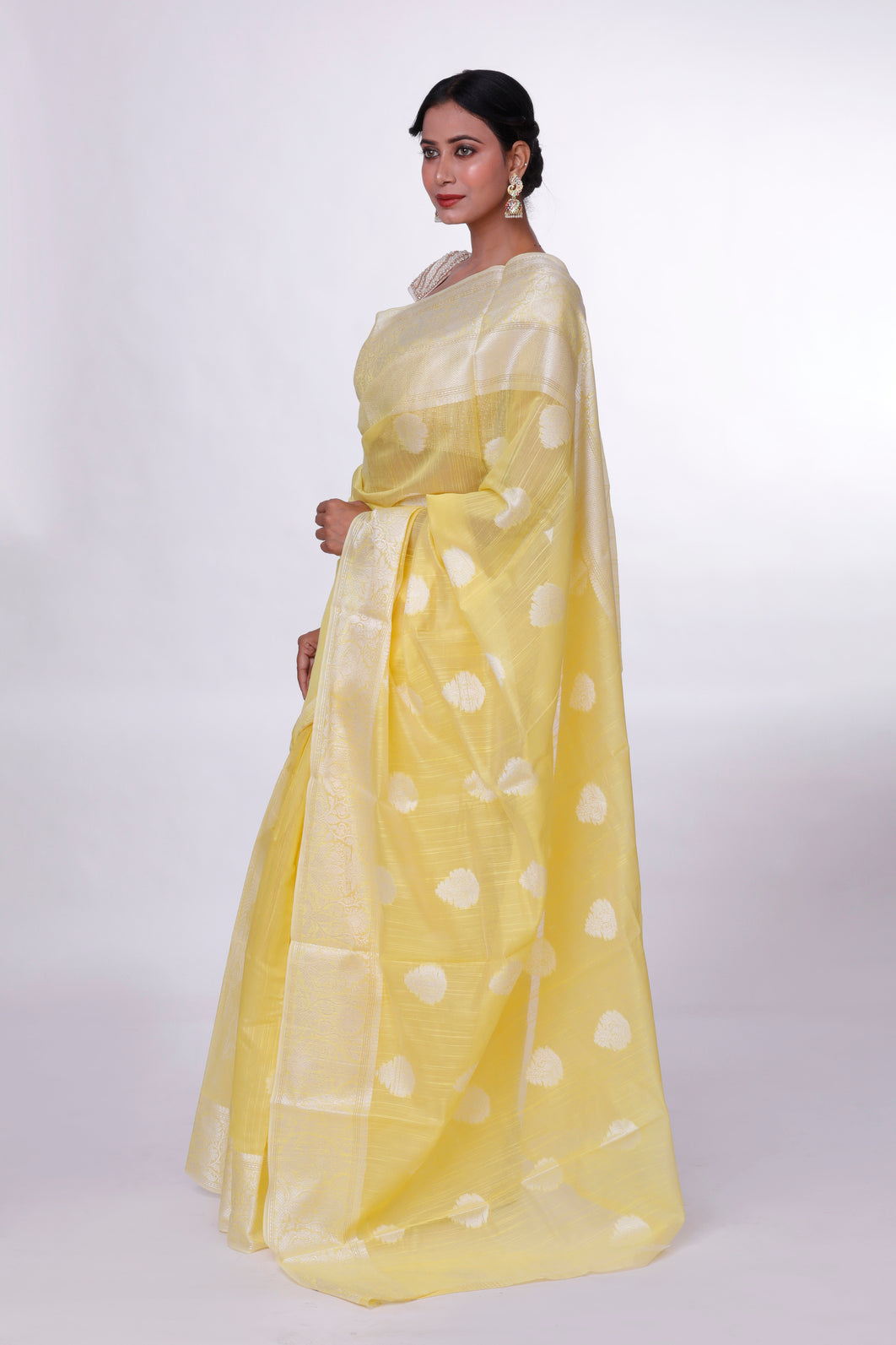 Sunshine Grace Yellow Chikankari Saree