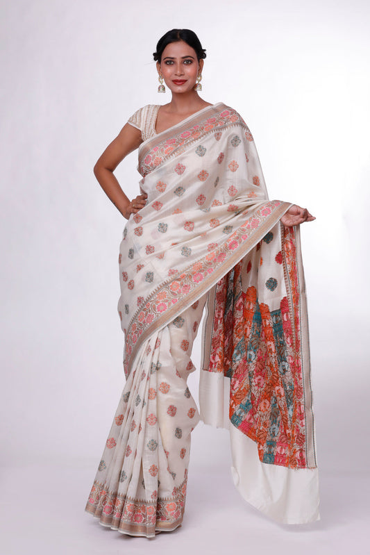 Cream Heritage Banarasi Saree