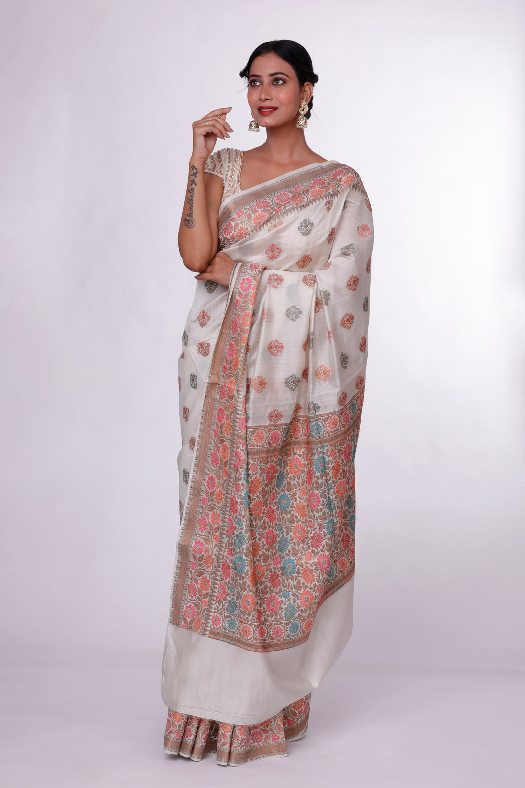 Cream Heritage Banarasi Saree