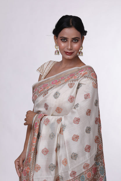 Cream Heritage Banarasi Saree