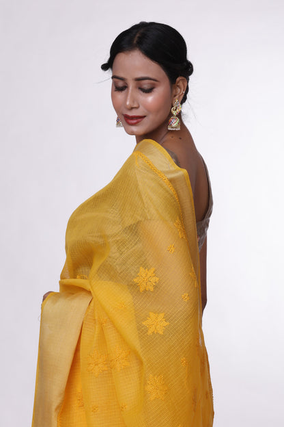 Golden Glow Chikankari Saree